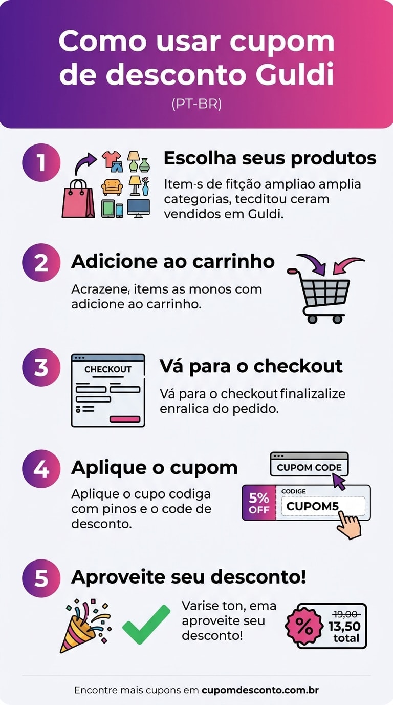 Como usar cupom de desconto Guldi Como usar cupom Guldi — guia passo a passo