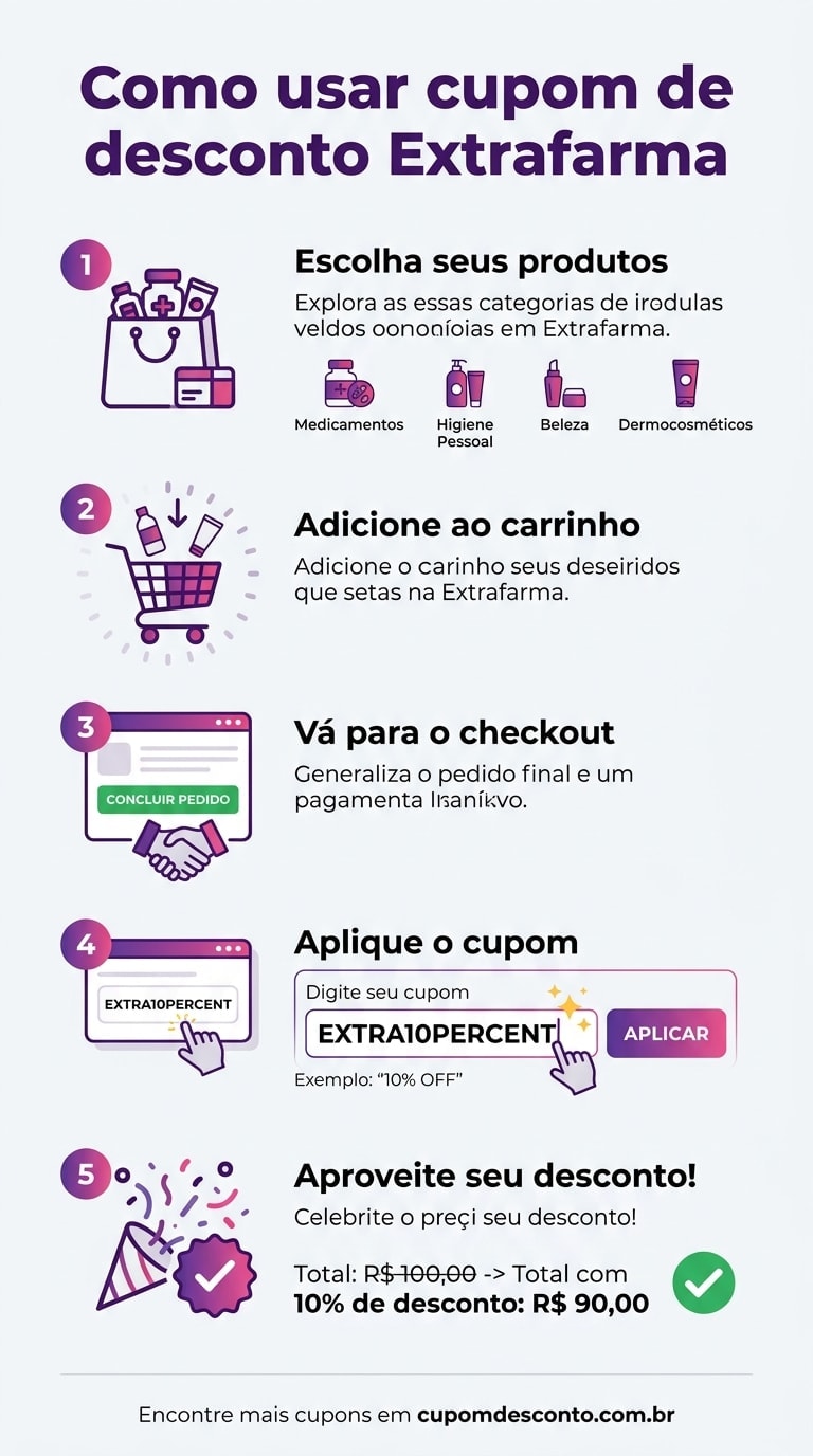 Como usar cupom de desconto Extrafarma Como usar cupom Extrafarma — guia passo a passo