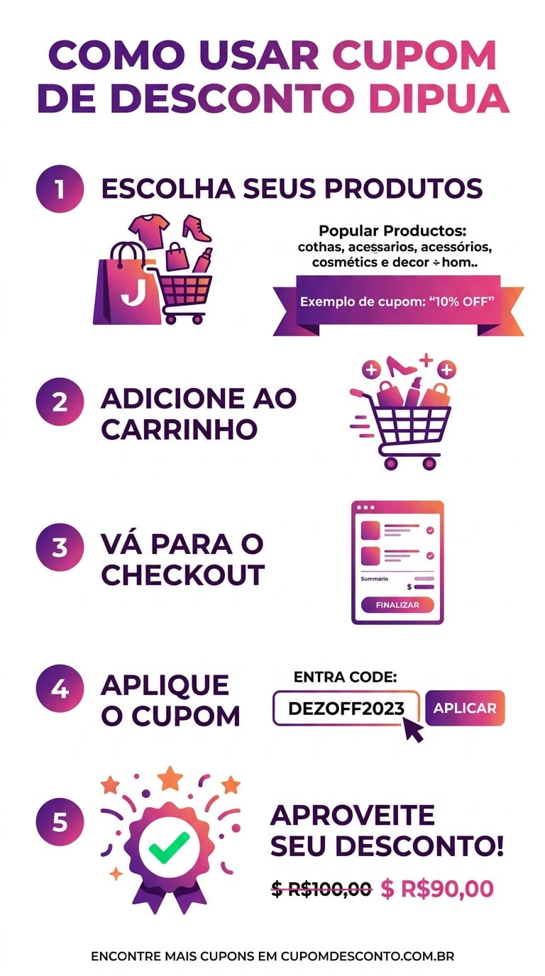 Como usar cupom de desconto Dipua Como usar cupom Dipua — guia passo a passo