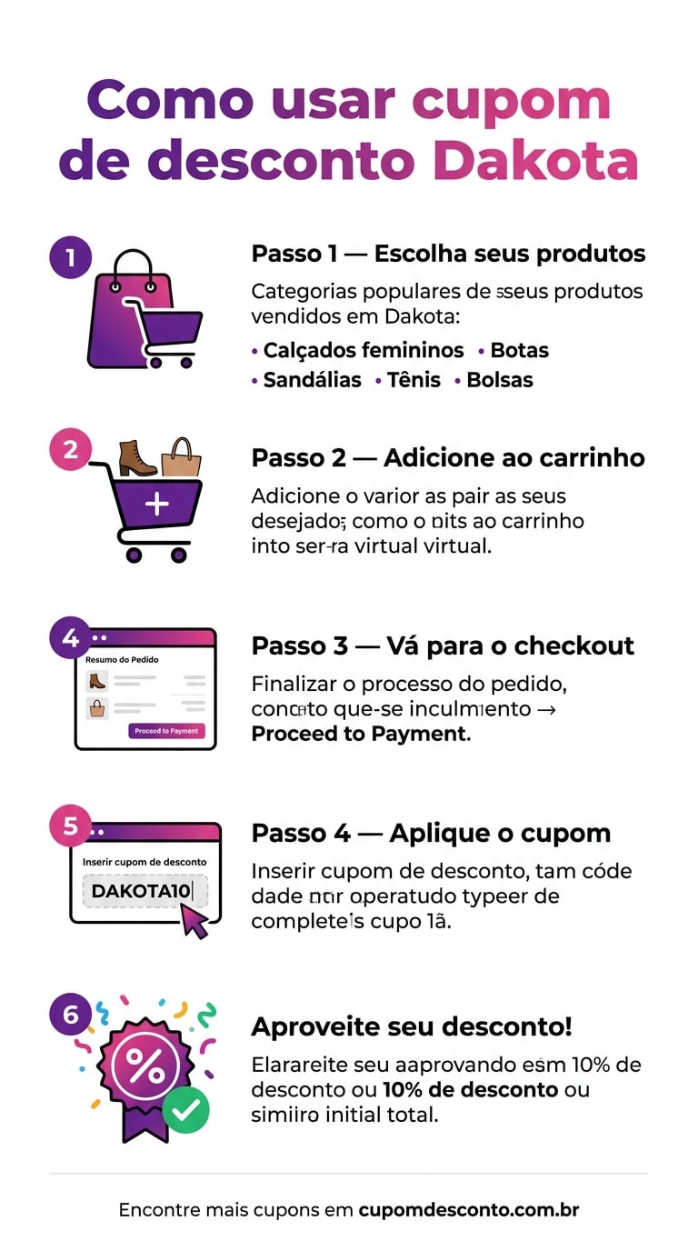 Como usar cupom de desconto Dakota Como usar cupom Dakota — guia passo a passo