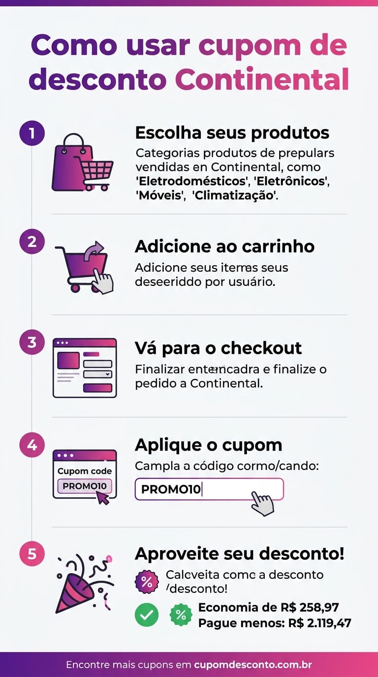 Como usar cupom de desconto Continental Como usar cupom Continental — guia passo a passo
