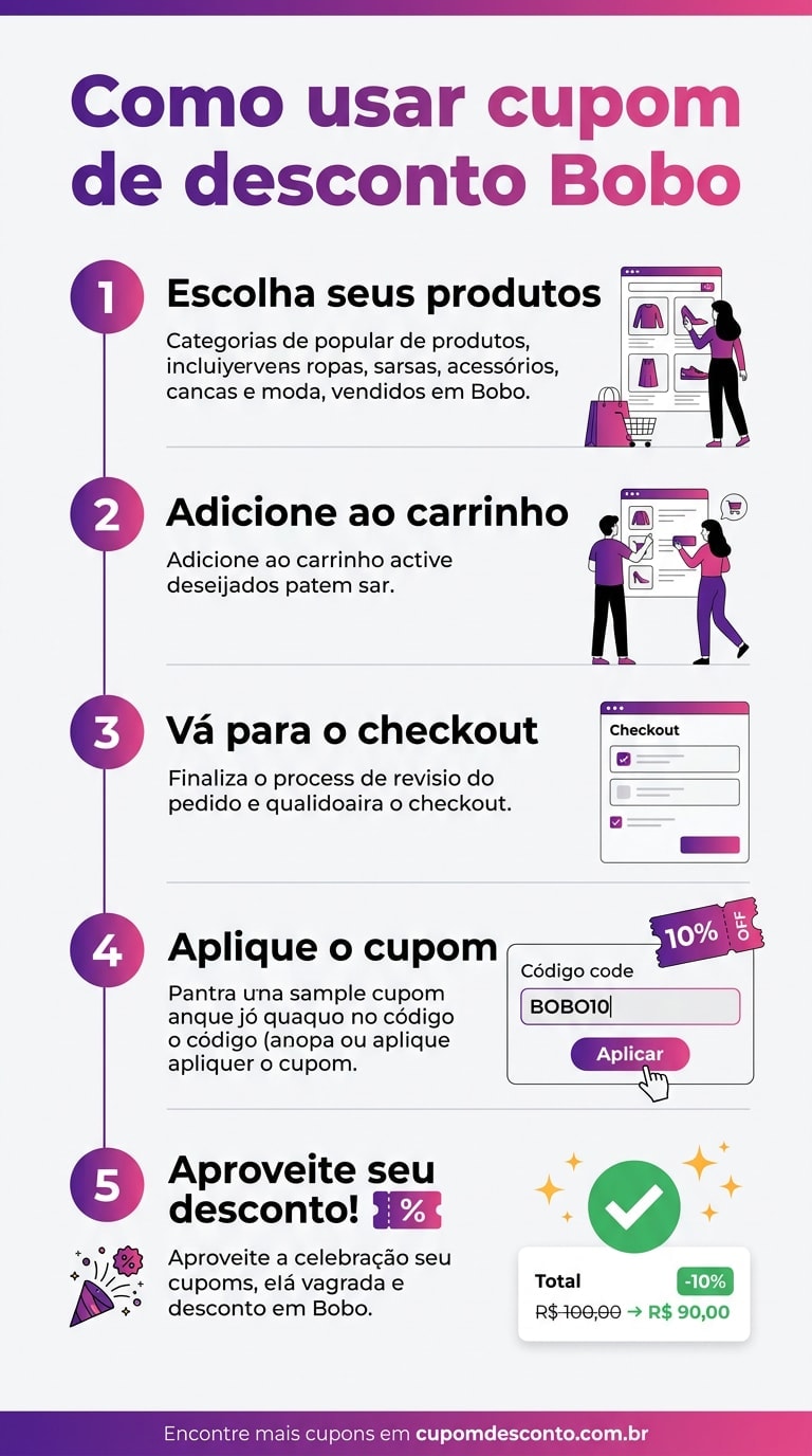 Como usar cupom de desconto Bobo Como usar cupom Bobo — guia passo a passo