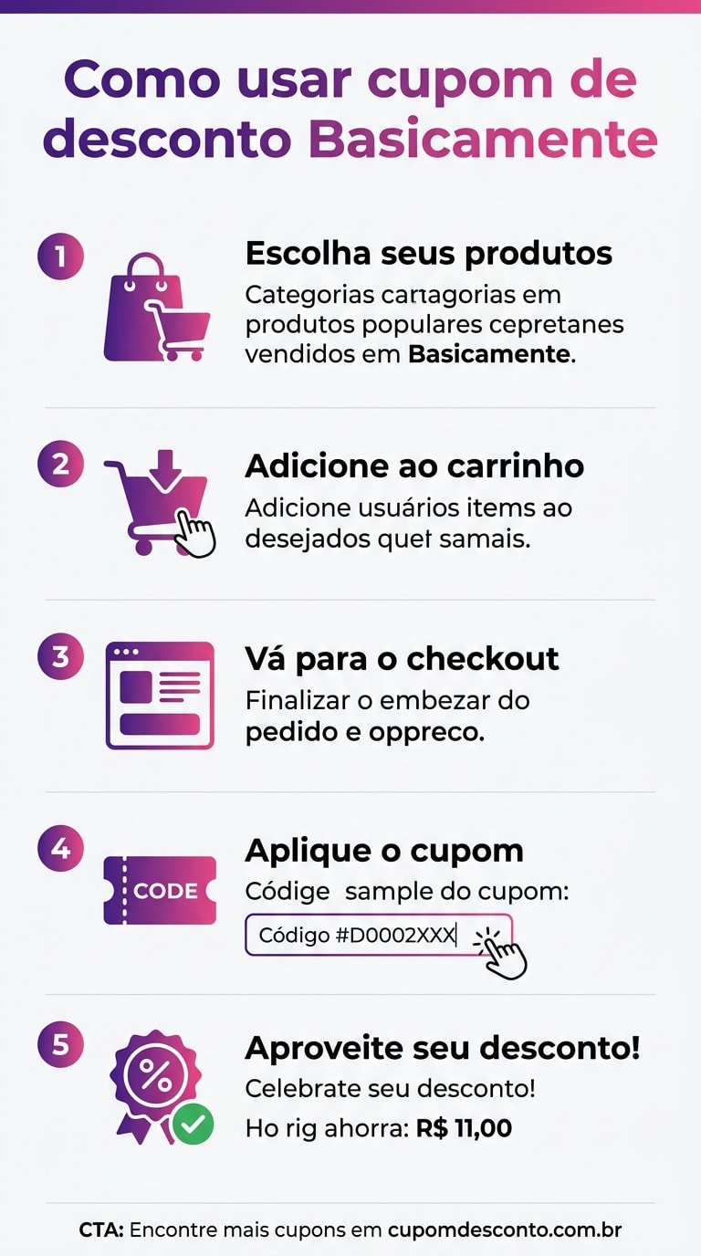 Como usar cupom de desconto Basicamente Como usar cupom Basicamente — guia passo a passo