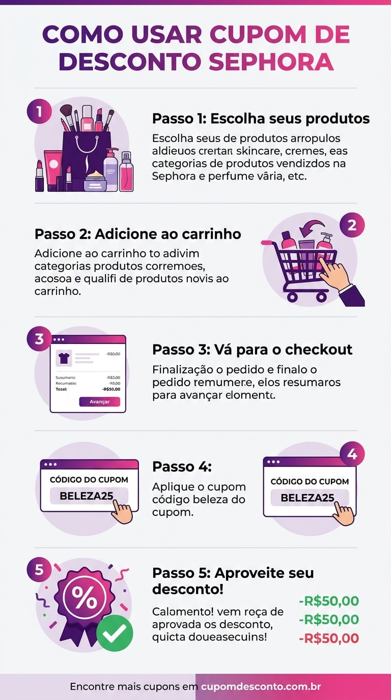 Como usar cupom de desconto Sephora Como usar cupom Sephora — guia passo a passo
