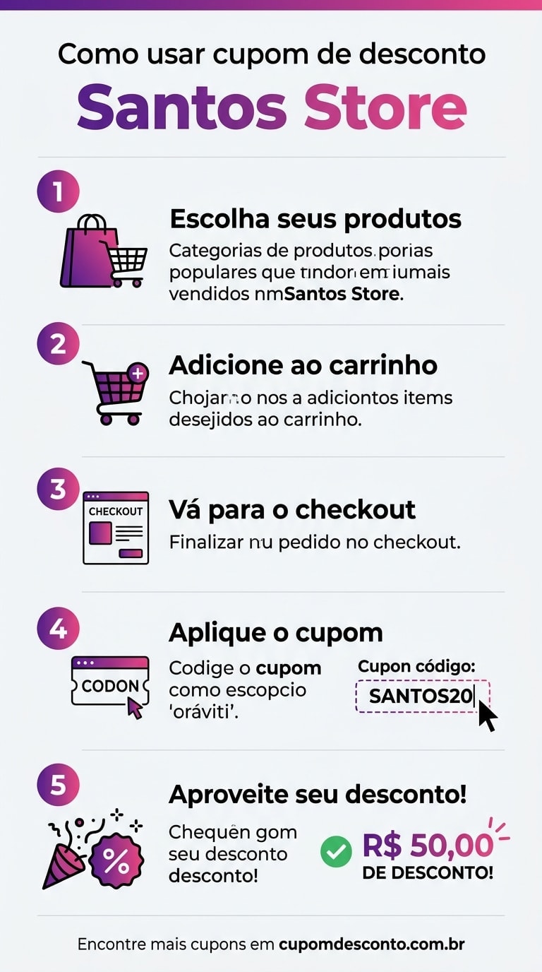Como usar cupom de desconto Santos Store Como usar cupom Santos Store — guia passo a passo