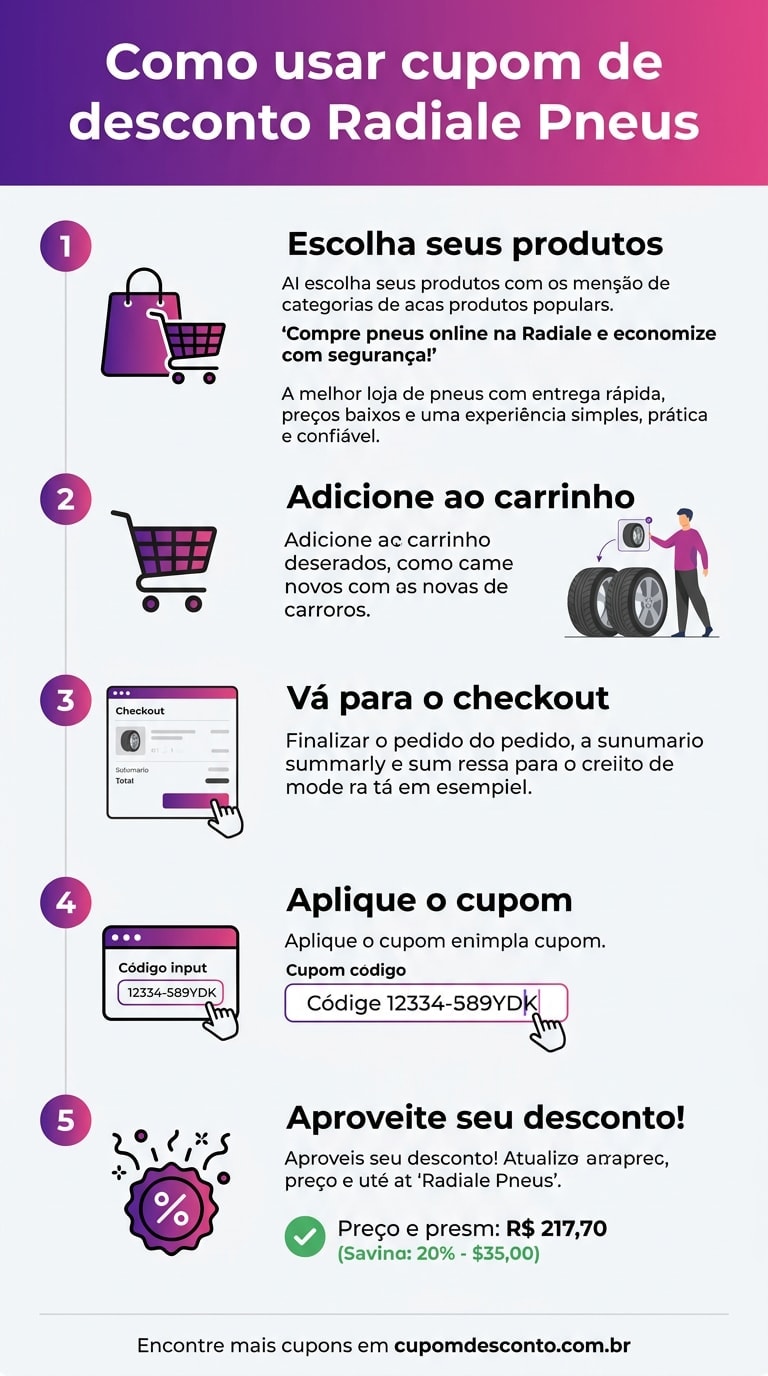 Como usar cupom de desconto Radiale Pneus Como usar cupom Radiale Pneus — guia passo a passo