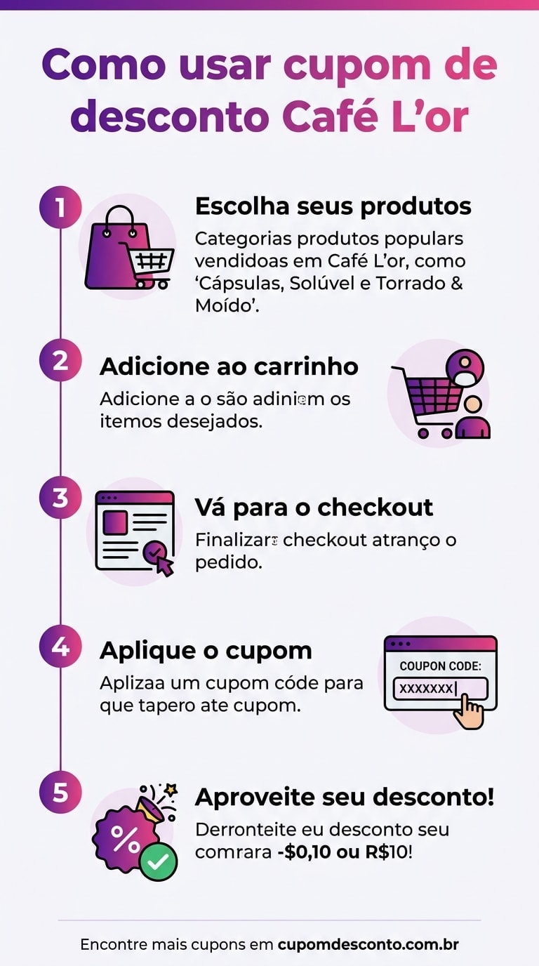 Como usar cupom de desconto Café L'or Como usar cupom Café L'or — guia passo a passo