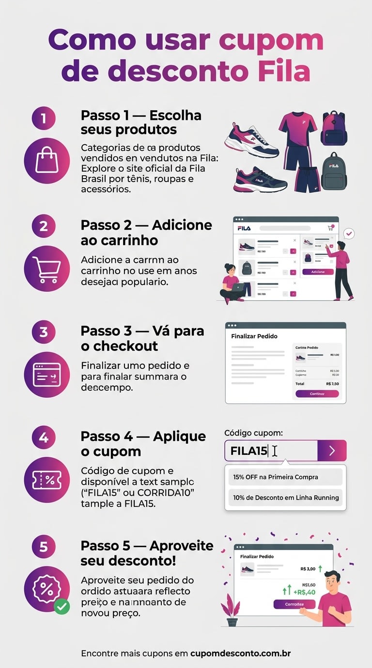 Como usar cupom de desconto Fila Como usar cupom Fila — guia passo a passo