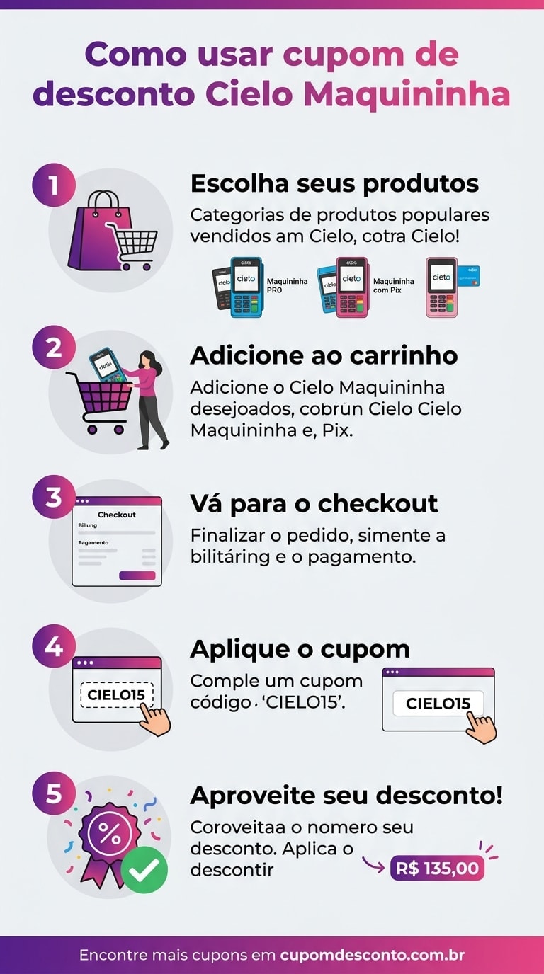 Como usar cupom de desconto Cielo Maquininha Como usar cupom Cielo Maquininha — guia passo a passo