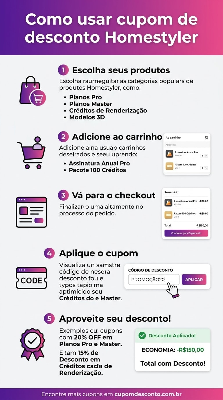 Como usar cupom de desconto Homestyler Como usar cupom Homestyler — guia passo a passo