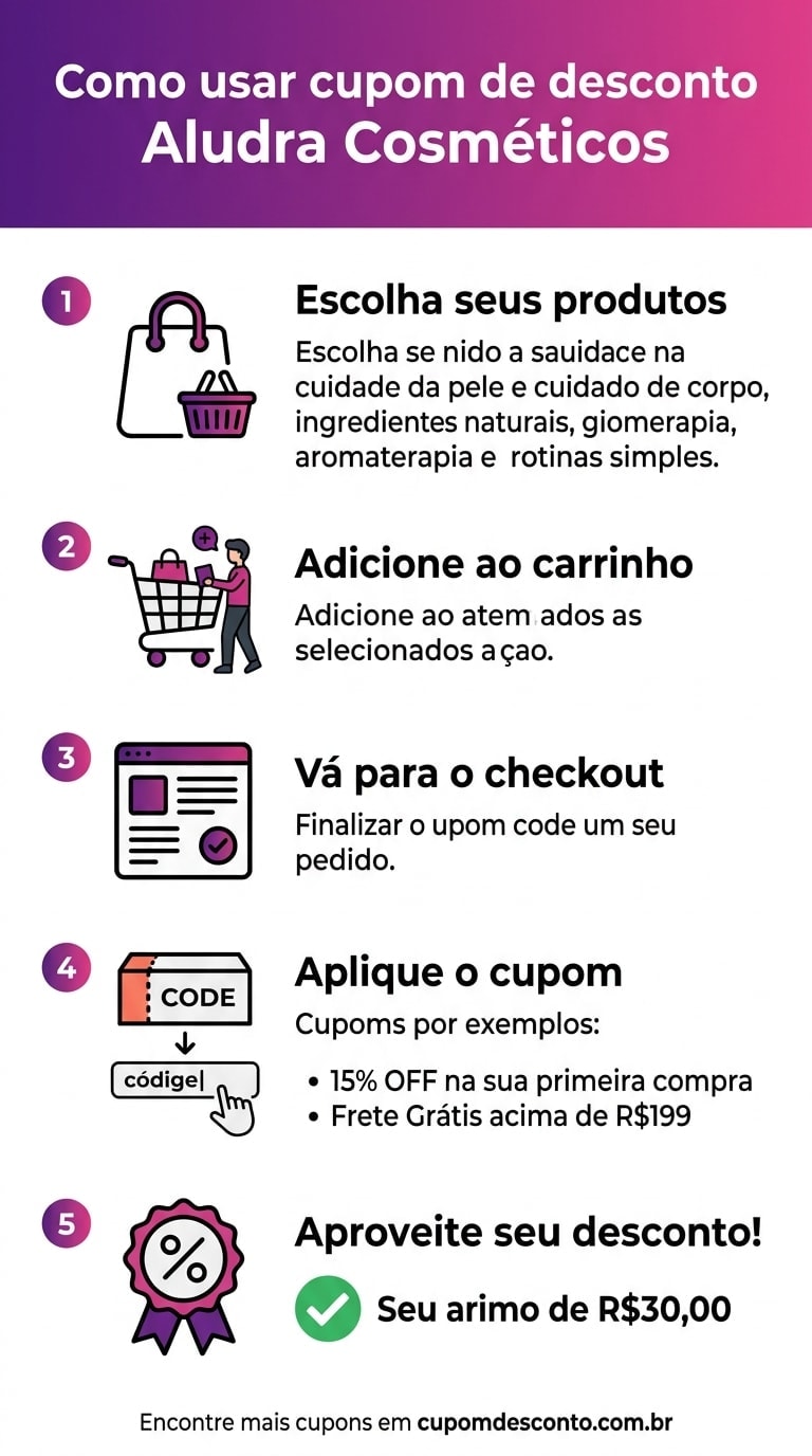 Como usar cupom de desconto Aludra Cosméticos Como usar cupom Aludra Cosméticos — guia passo a passo
