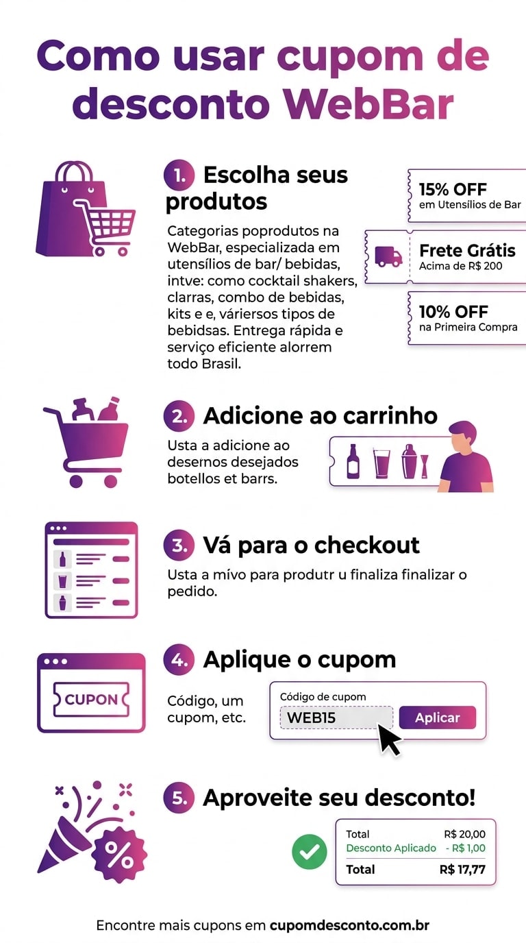 Como usar cupom de desconto WebBar Como usar cupom WebBar — guia passo a passo